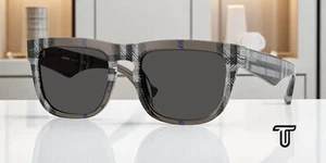 BURBERRY BE4431U 414787 Check Lichen Dark Grey 56 mm Men's Sunglasses - Picture 1 of 6