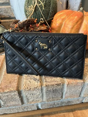 Emma Fox Clutch Black Quilted Leather with Wristlet Strap - Image 1 of 4