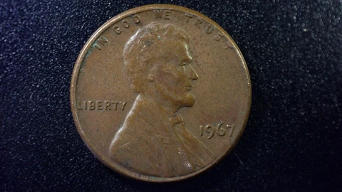 1967 Lincoln Penny No Mint Mark. RARE Floating Roof Error L & W on rim Cover