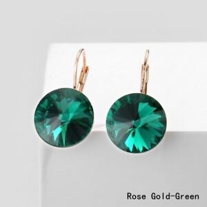 Fashion Silver Round Green Zircon Dangle Drop Earring Valentine's Day Jewelry 