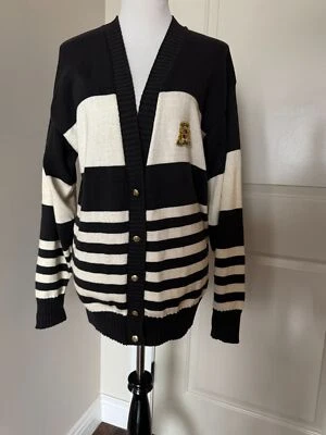 Cárdigan Oscar de la Renta Expressions Marfil Negro Algodón Talla M EE. UU. Foto 1 de 4