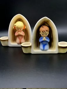 Holt Howard 1960 Praying Boy and Girl Twin Taper Candleholders Set (1 Each) - Picture 1 of 12