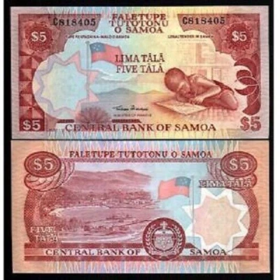 Western Samoa 5 TALA P-33 1985 C Prefix Ship Port UNC World Currency Samoan NOTE - Image 1 of 4