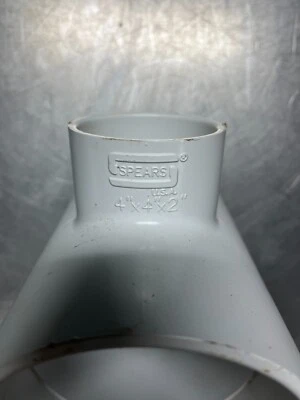 4" X 4" X 2" GENUINE SPEARS Schedule 40 PVC S X S X S Reducer Tee Fitting