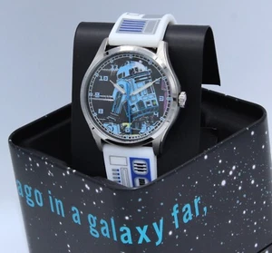 NEW AUTHENTIC FOSSIL STAR WARS R2-D2 BLACK WHITE SILICONE MEN'S SE1105 WATCH - Picture 1 of 13