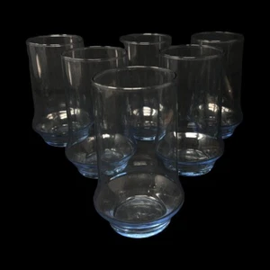 MCM Libbey Glass Tumblers Impromptu Azure Blue Drinking Water Cup Vintage Set 5 - Picture 1 of 6