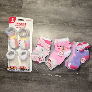 Girls Baby Infant Booties And Socks. 20 Count Pink Purple, Pastel Colors. Nwt - Picture 1 of 3