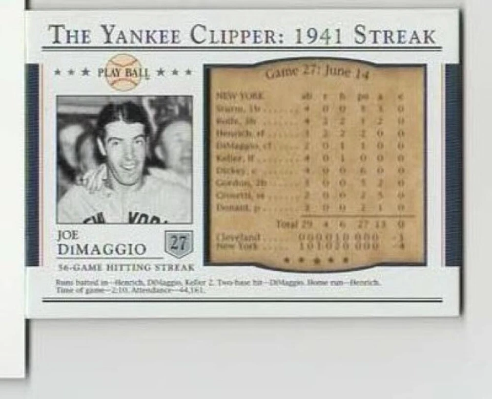 2003 Upper Deck Play Ball Yankee Clipper 1941 Streak Singles (Pick Your Cards) - Image 1 of 1