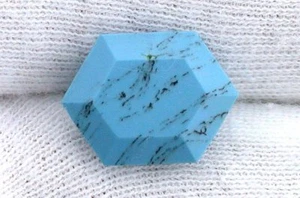 Two 15x11 Custom Cut Hexagon Synthetic Turquoise Gemstone Gem Stone EBS8627 - Picture 1 of 2