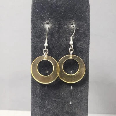Pendientes Aro Colgantes Tono Plata Claro Lucita Mediados de Siglo Modernista Boho 2" Foto 1 de 4