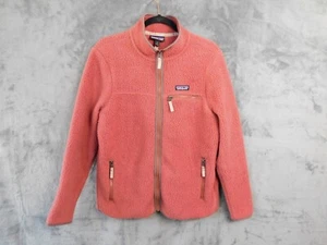 Patagonia Jacket Womens Medium Coral Retro Deep Pile Full Zip Shearling Gorpcore - Picture 1 of 11