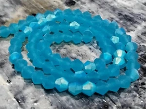 Austrian Crystal Style, Faceted Glass,Grade AA,Bicone,4x4mm,Deep Sky Blue,87pce - Picture 1 of 4