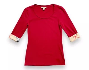 Top Burberry Brit a quadri con polsino a quadri manica 3/4 taglia XS - Foto 1 di 4