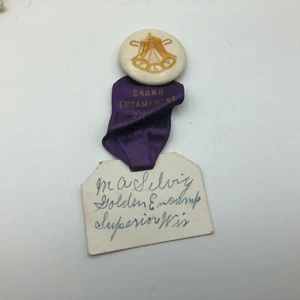 Mineral Point WI Grand Encampment Pinback Ribbon Button 1950 Vintage With Name - Picture 1 of 12