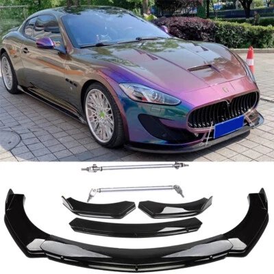 Gloss Black Car Front Bumper Lip Splitter Kits For Maserati Gran Turismo GT GTS - Image 1 of 4