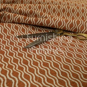 New Soft Quality Chenille Woven Modern Eclipse Pattern Orange Upholstery Fabric - Picture 1 of 5