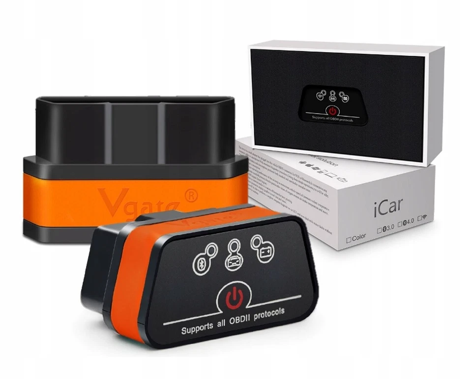 Vgate iCar2 ELM327 OBD2 Bluetooth Diagnoseschnittstelle Schwarz/Orange - Bild 1 von 4