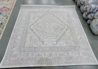 Alfombra cuadrada manchada marfil/plata 6' x 6', precio reducido 1172592619 ADR108B-6SQ Foto 1 de 4