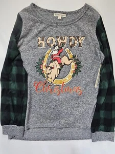 Ugly Christmas Sweater Womens Large Above And Beyond Cowboy Holiday Country NEW - Picture 1 of 6