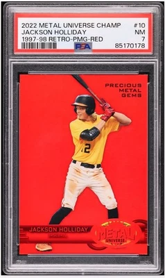 2022 ⚾ Skybox Metal Universe Jackson Holliday  Precious Gems Red #35/100 PSA-7 - Image 1 of 3