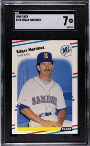Fleer #378 1988 - novato Edgar Martínez - Seattle Mariners - RC - SGC 7 - casi nuevo - Imagen 1 de 2