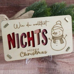 ♥ Geldgeschenk Weihnachten | Weihnachtskarten aus Holz | kleiner Wunscherfüller - Bild 1 von 4