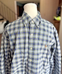 Ralph Lauren Hemd Herren L blau kariert langarm Fleisch Pony Preppy Classic Fit - Bild 1 von 12