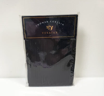 全新 Veratex 黑色条纹浴帘 - 100% 棉 72" x 75" 美第奇 黑色 — 第 1/4 张图片