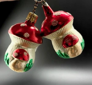 Vintage Pilz Glas Ornament OWC Alte Welt Weihnachten Inge Glas 2er Set - Bild 1 von 9