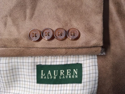 Ralph Lauren Faux Suede Jacket Blazer Sport Coat Men 42L Leather Look 2 Buttons - Image 1 of 4