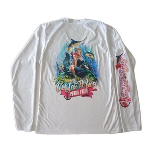 PURA VIDA COSTA RICA MERMAID FISHING SHIRT Long Sleeve YOUTH LARGE  EUC - Picture 1 of 6