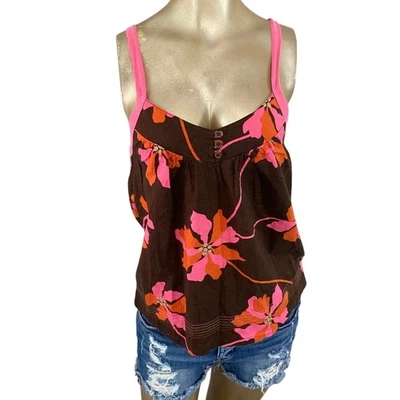Roxy Size Medium Tank Style Y2K Floral Surf Beach Babydoll Top  - Image 1 of 4