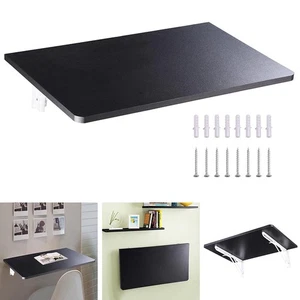 Wall Mounted Floating Folding Computer Desk PC Table Space Saving Home Black - Picture 1 of 10