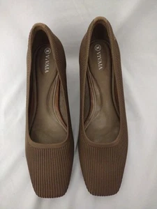VIVAIA Womens Tan Brown Square-Toe Chunky Heels (Melody) - EU 41.5 - US 10 - Picture 1 of 8