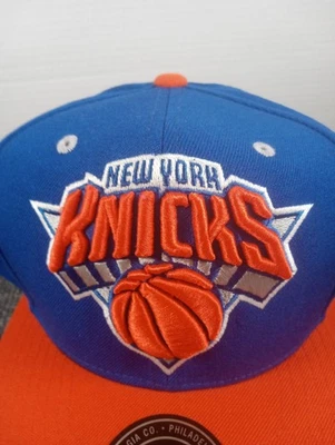 NY Knicks NBA Mitchell & Ness Clásico Lana Ajustada, Azul/Naranja Gorra Talla 7.5 Nuevo sin Etiquetas Foto 1 de 4