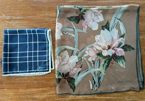 Lote de 2 bufandas vintage Ralph Lauren 100 % seda dobladillo enrollado a mano Japón Italia usadas en excelente estado - Imagen 1 de 13