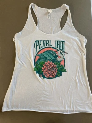 Pearl Jam Tour Concert Swan Bird Flower Women’s Large  Tank Top Shirt - Image 1 of 4
