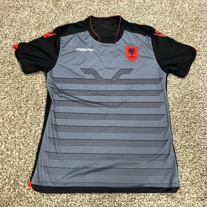Macron Albania 2016 Third Soccer Jersey Men's Large Gray Embroidered - Picture 1 of 9