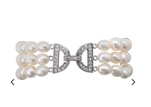 Dreisträngige Perle und CZ Armband - Bild 1 von 5