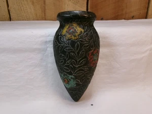 Vintage Wandtasche schwarz Blumen ~ Made in Japan - Bild 1 von 5