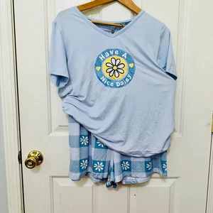 LIFE IS GOOD CONJUNTO DE PIJAMA DE 2 PIEZAS HAVE A NICE DAISY CAMISA Y SHORTS GRANDE - Imagen 1 de 12