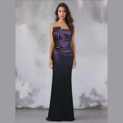 Betsy & Adam Purple Strapless Ruched Bodice Fishtail Hem Evening Maxi Dress 4 - Image 1 of 4