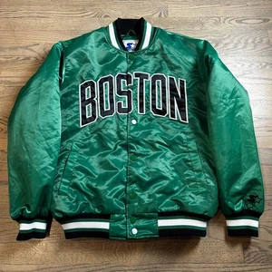 Starter Boston Celtics Satin Jacket Vintage Style Bomber Full Snap Green NBA L - Picture 1 of 11