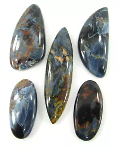 78.85 Ct Natural Blue Pietersite 26-43 mm Gemstone Cabochon 5 Pcs Lot - 62279 - Picture 1 of 5