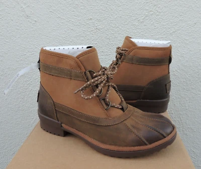 BOTAS DE PATO IMPERMEABLES UGG GREDA CUERO CASTAÑO/LANA, MUJER US 12/ EUR 43 ~NUEVAS Foto 1 de 4