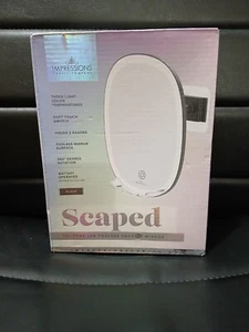 Impressions Vanity Shower Mirror Scaped Tri-Tone Fogless LED Shaving Black NEW - Picture 1 of 8
