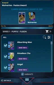 Topps Marvel Collect 2021 Base Series 1 Purple Fusion - Inserts/ Wolverine Award - Picture 1 of 2