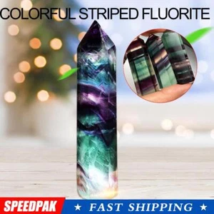 Bunter natürlicher Fluorit Quarz Kristall Stab Spitze Geschenke Heilstein /UK| - Bild 1 von 10