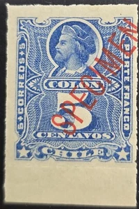 O) 1878 CHILE, SPECIMEN IN RED, PROOF CARD BOARD, DISPLACEMENT ERROR, CHRISTOPHE - Picture 1 of 1
