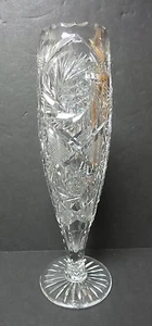 UNUSUAL AMERICAN BRILLIANT PERIOD (ABP) CUT GLASS 11.75" FOOTED VASE - Picture 1 of 12